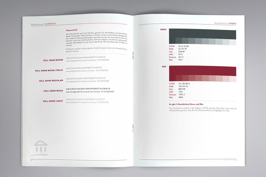Rothe Immobilien: Offene Corporate Design-Manual mit Beispiel Farbe und Schrift