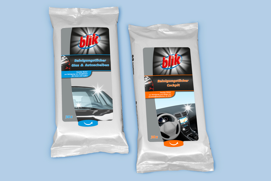 Packaging Design Penny Eigenmarke Bilk: Putztücher Cockpit und Glas